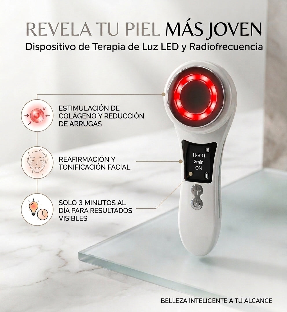 Masajeador Facial con tecnología de Radiofrecuencia.