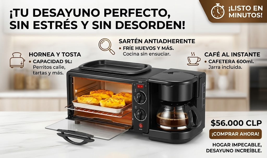 Maquina de Desayuno 3en1 Multifuncional